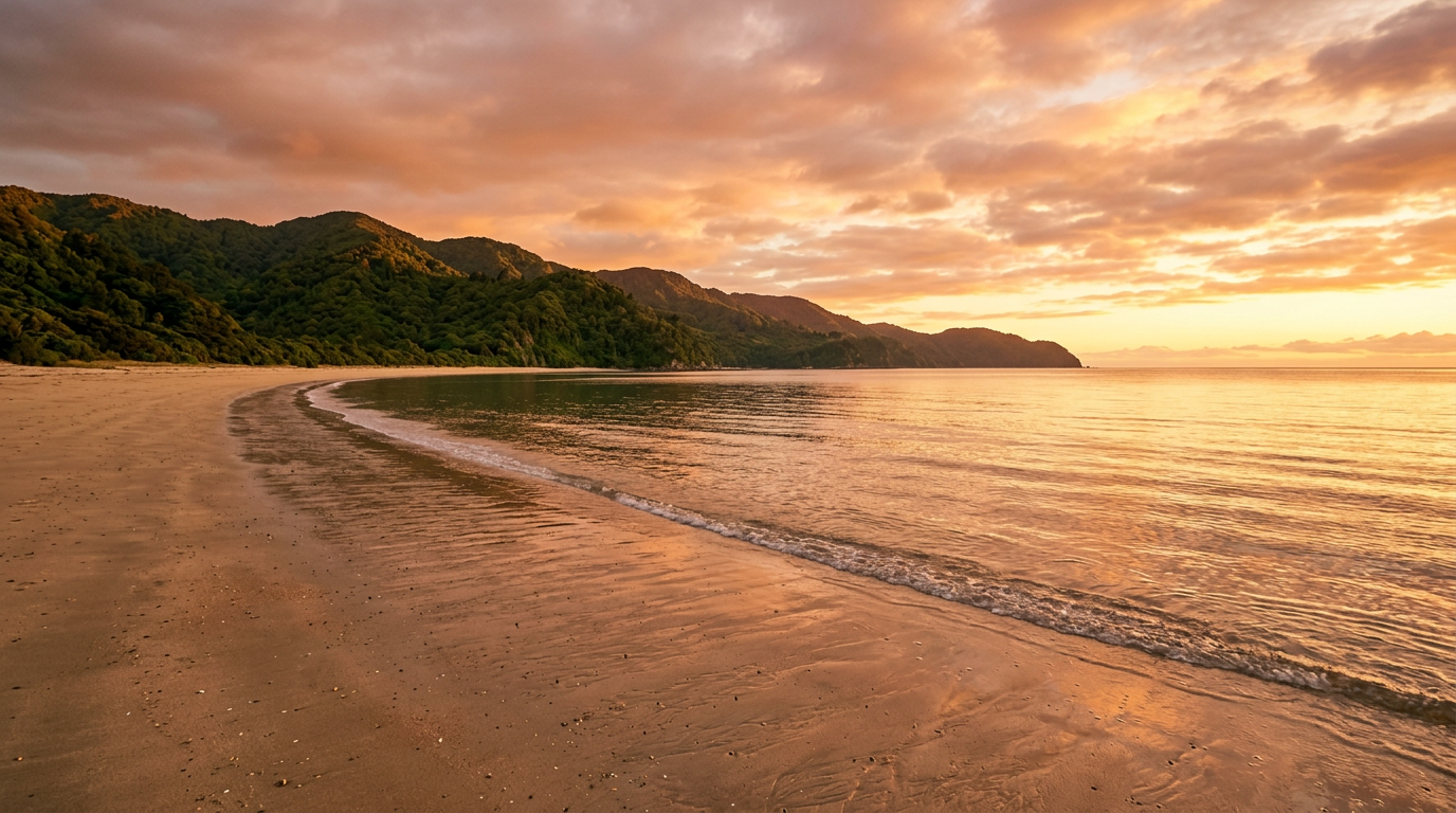 Motueka coastline at golden hour